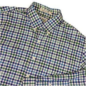 LL Bean Shirt Mens M Tall Blue Plaid Check Traditional Fit Casual Outdoor Preppy